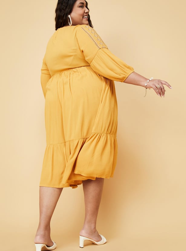 Women Embroidered Midi Dress