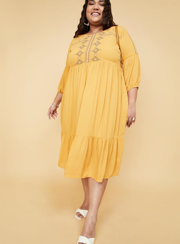Women Embroidered Midi Dress