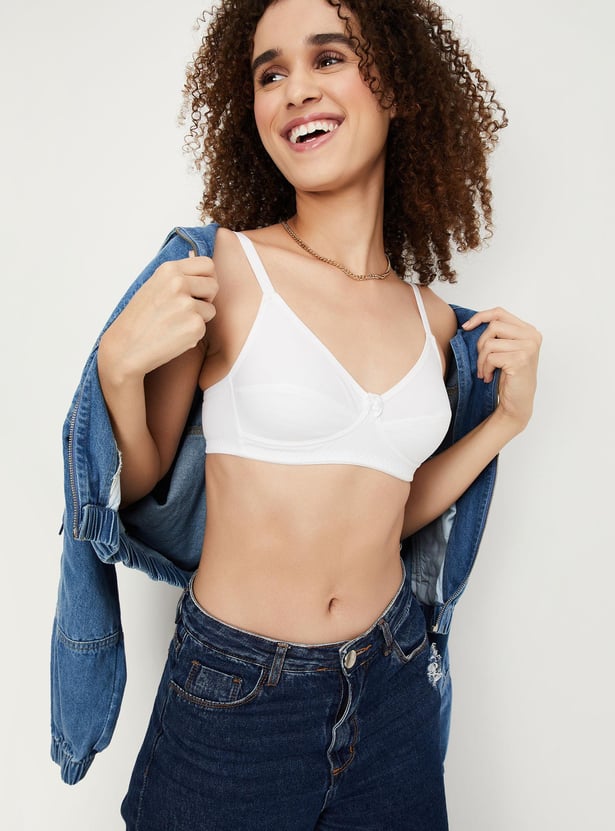 Women Solid Seamed Cup Non-Wired Bra - Pack of 2