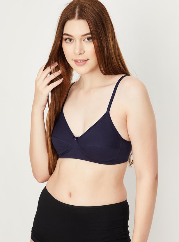 Women Solid Seamed Cup Non-Wired Bra - Pack of 2