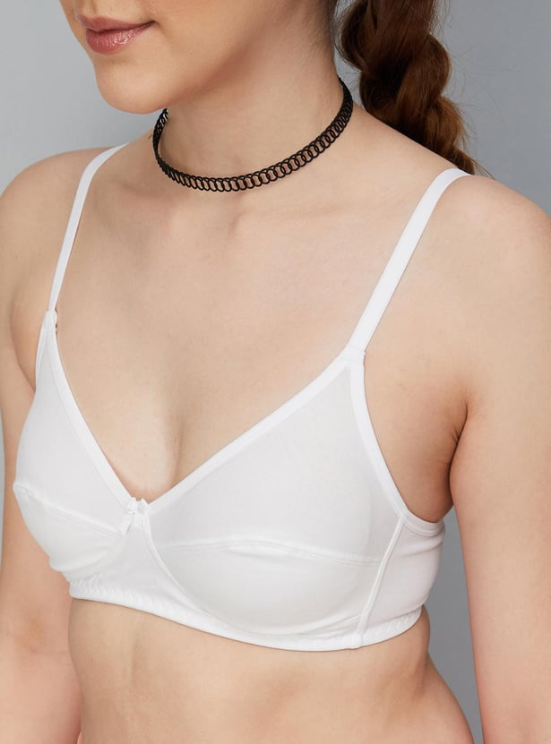 Women Solid Seamed Cup Non-Wired Bra - Pack of 2