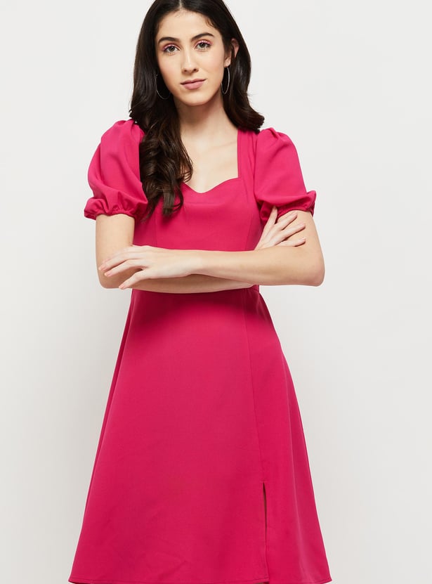 Buy Women Solid A-Line Dress Online at just