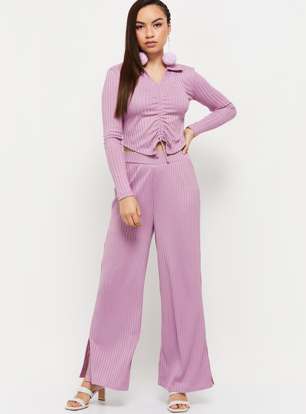 Women Knit Wide-Leg Trousers