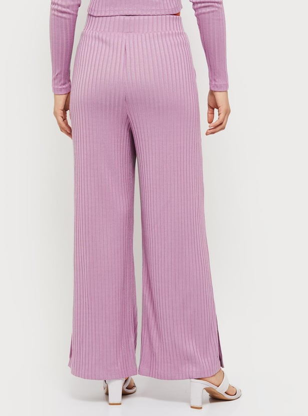 Women Knit Wide-Leg Trousers
