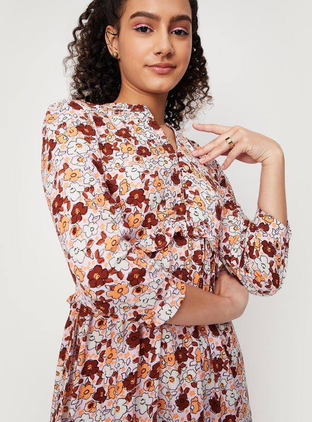 Lil Legs Floral Maxi Dress Three Quarter Sleeve - Floral