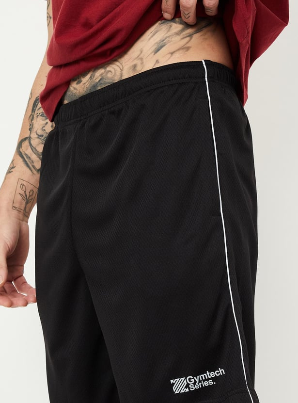 Men Striped Slim Fit Sports Shorts