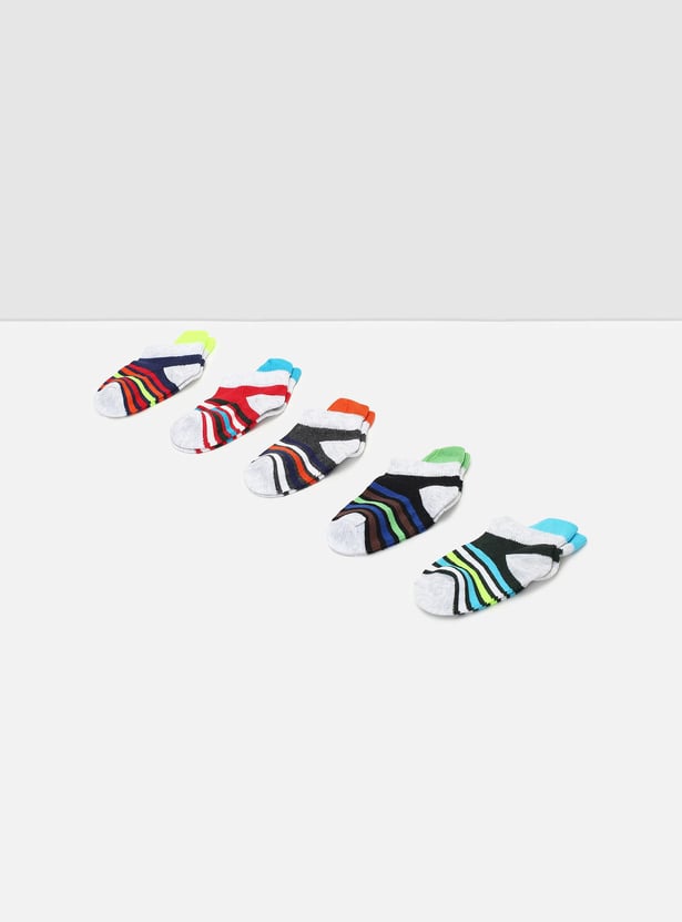 Boys Striped Ankle-Length Socks - Pack of 5