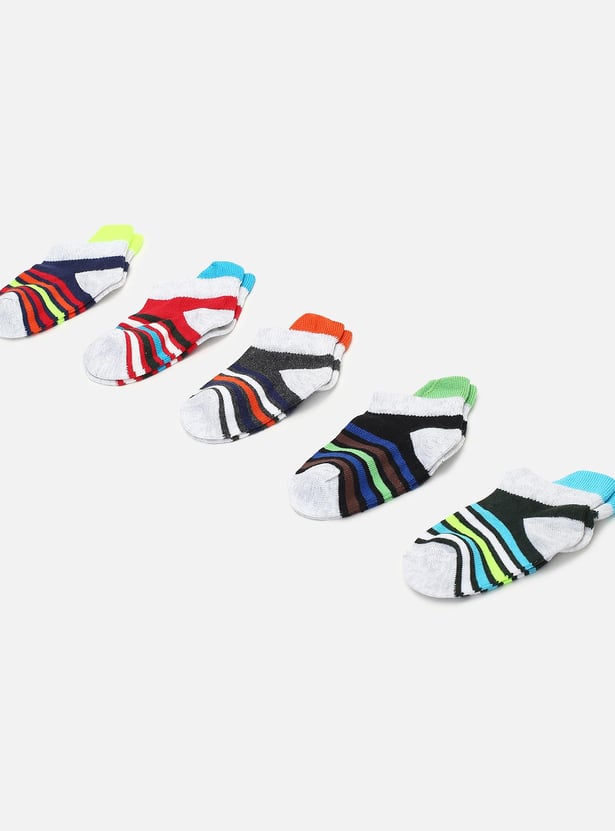 Boys Striped Ankle-Length Socks - Pack of 5