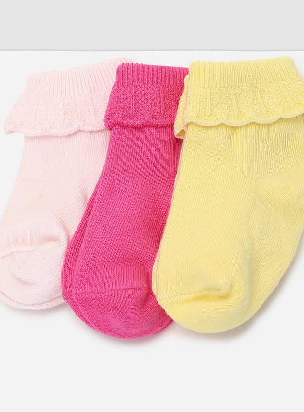 Girls Rib Knit Ankle-Length Socks - Pack of 3