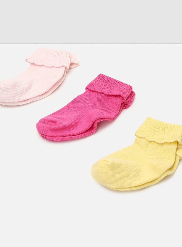 Girls Rib Knit Ankle-Length Socks - Pack of 3