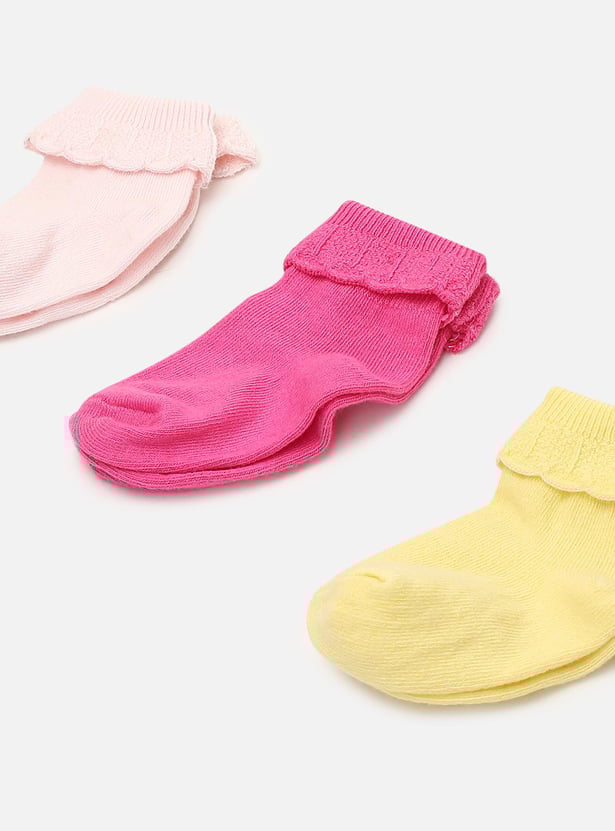 Girls Rib Knit Ankle-Length Socks - Pack of 3