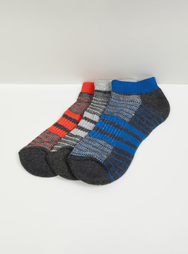 Boys Striped Ankle-Length Socks - Pack of 3