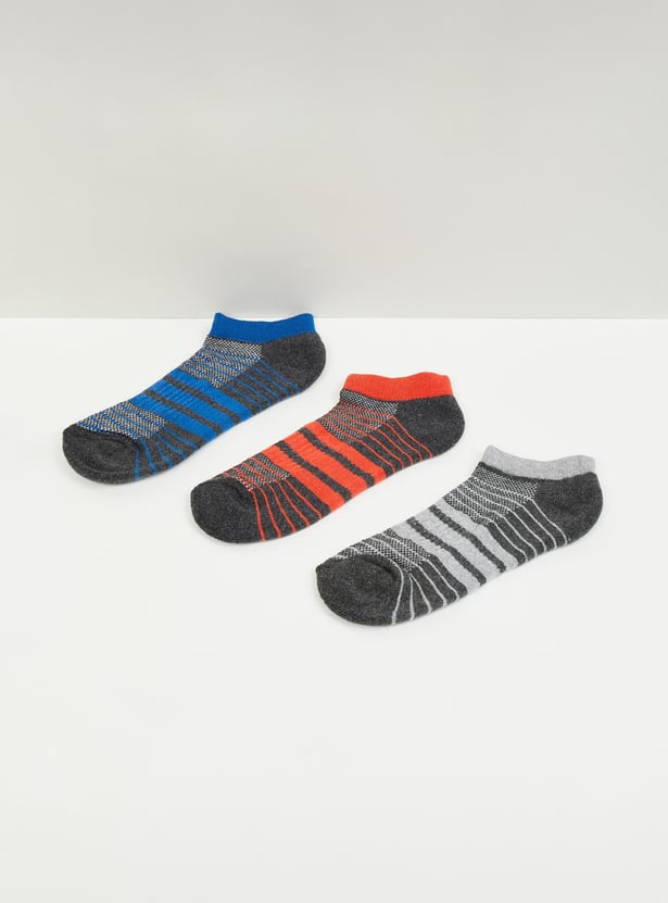 Boys Striped Ankle-Length Socks - Pack of 3