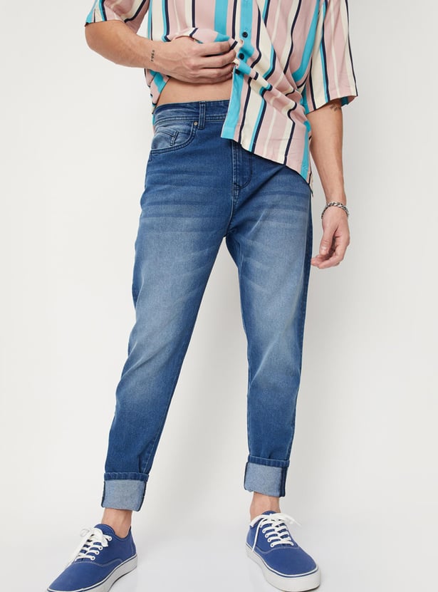 Men Washed Carrot Fit Jeans