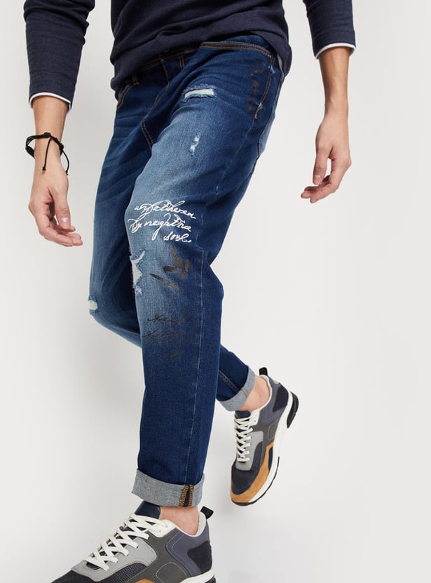 Men Distressed Carrot Fit Jeans
