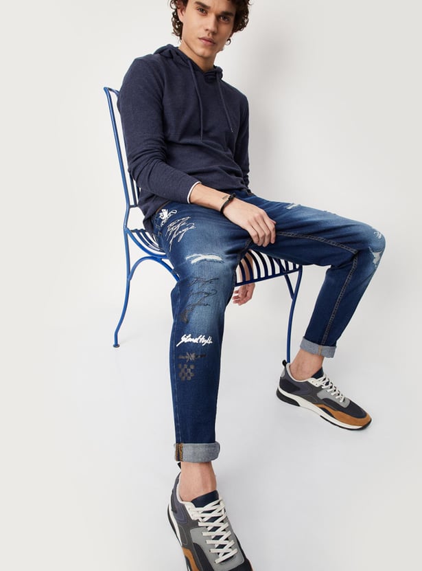 Men Distressed Carrot Fit Jeans