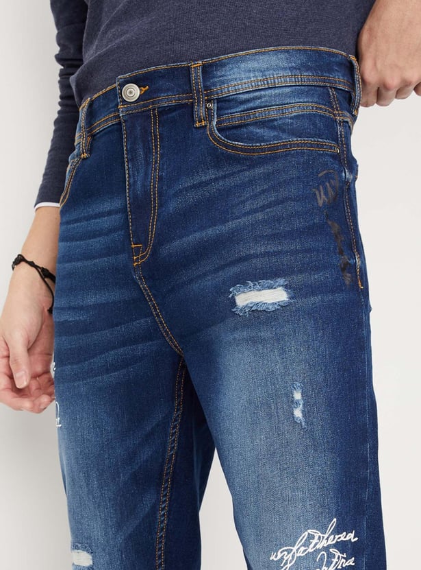 Men Distressed Carrot Fit Jeans