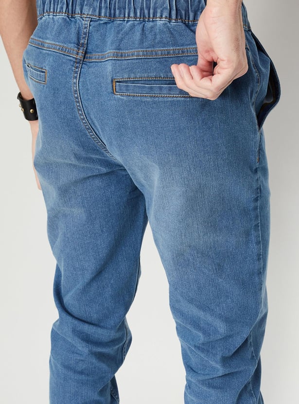 Men Washed Carrot Fit Denim Joggers