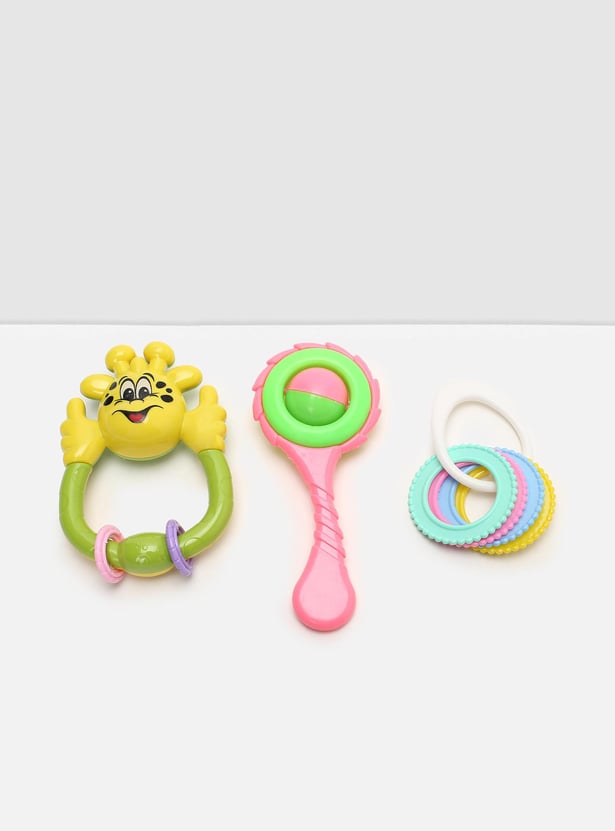 Kids Colourblock Teether and Rattle - Set of 3