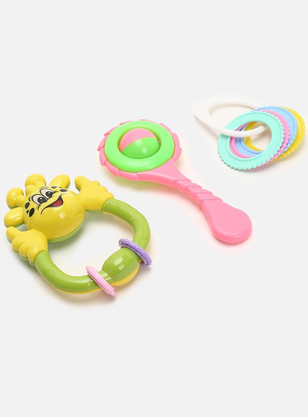 Kids Colourblock Teether and Rattle - Set of 3