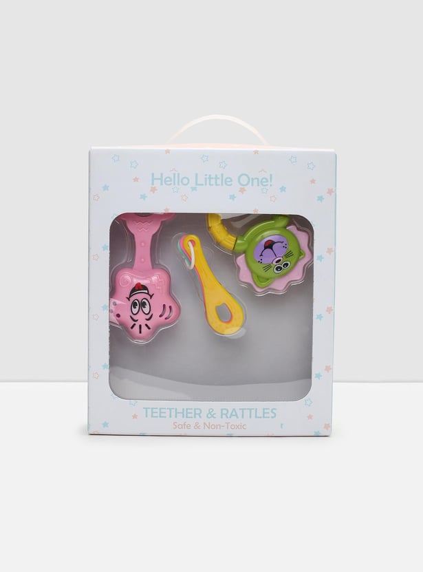 Kids Colourblock Teether and Rattle - Set of 3