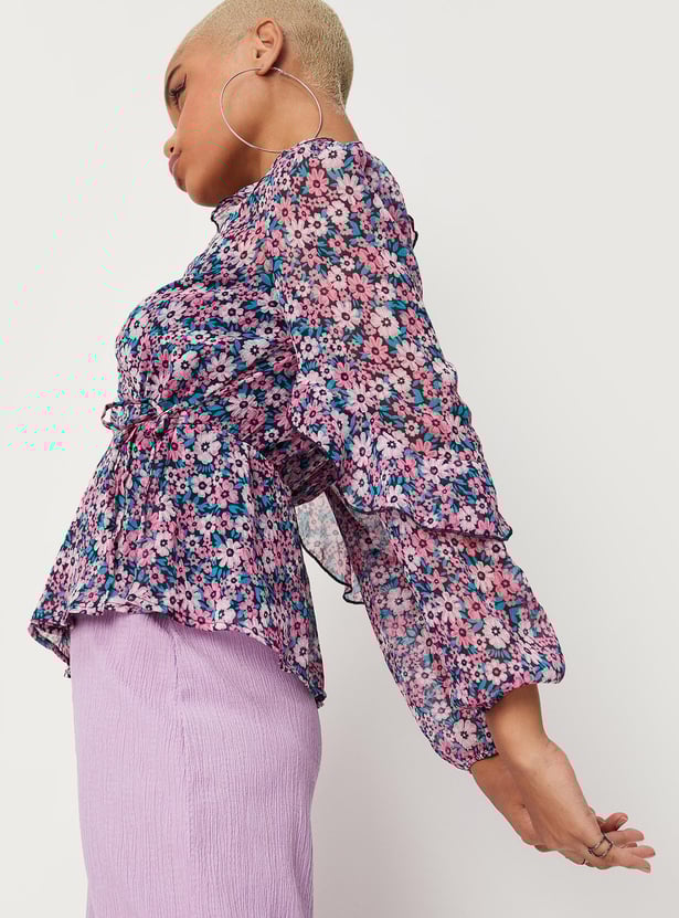 Women Printed Wrap Top with Camisole