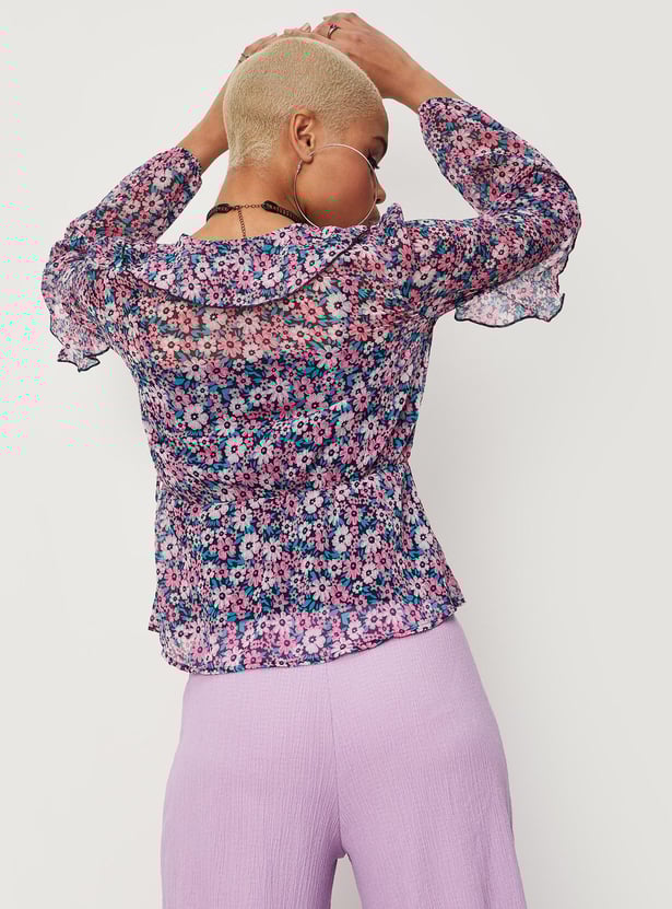 Women Printed Wrap Top with Camisole