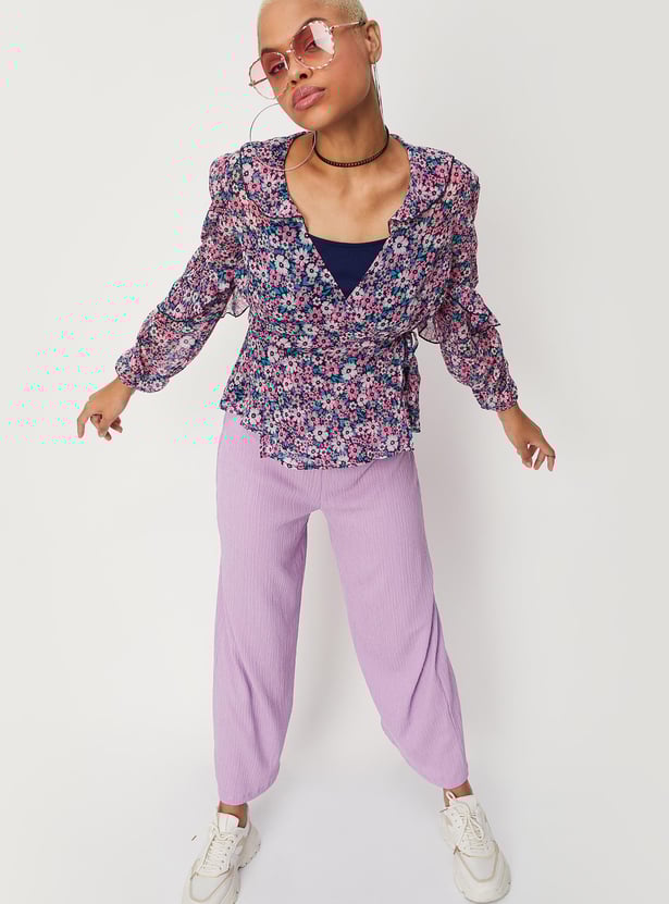 Women Printed Wrap Top with Camisole