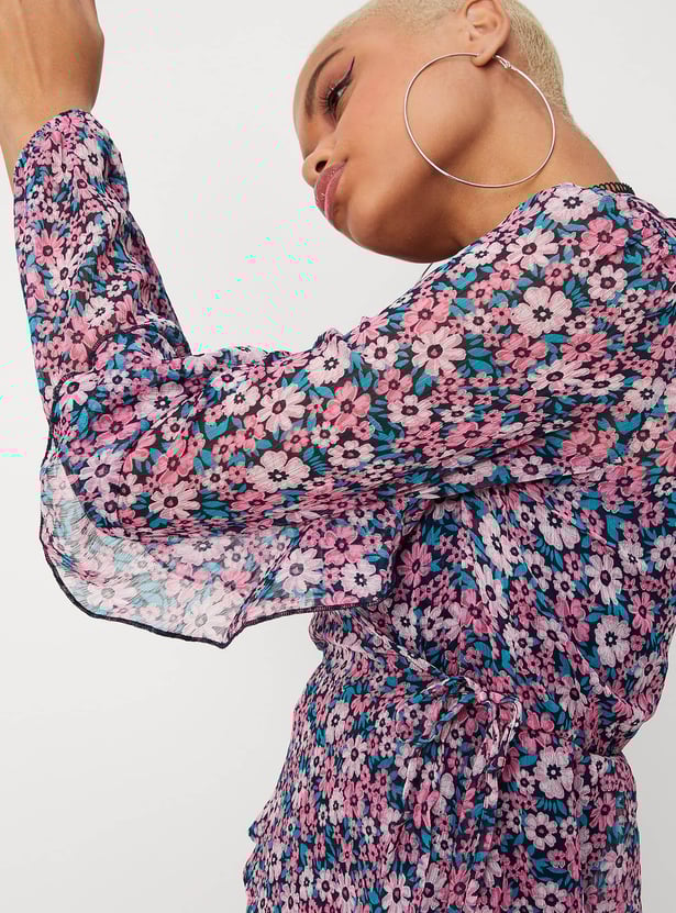 Women Printed Wrap Top with Camisole