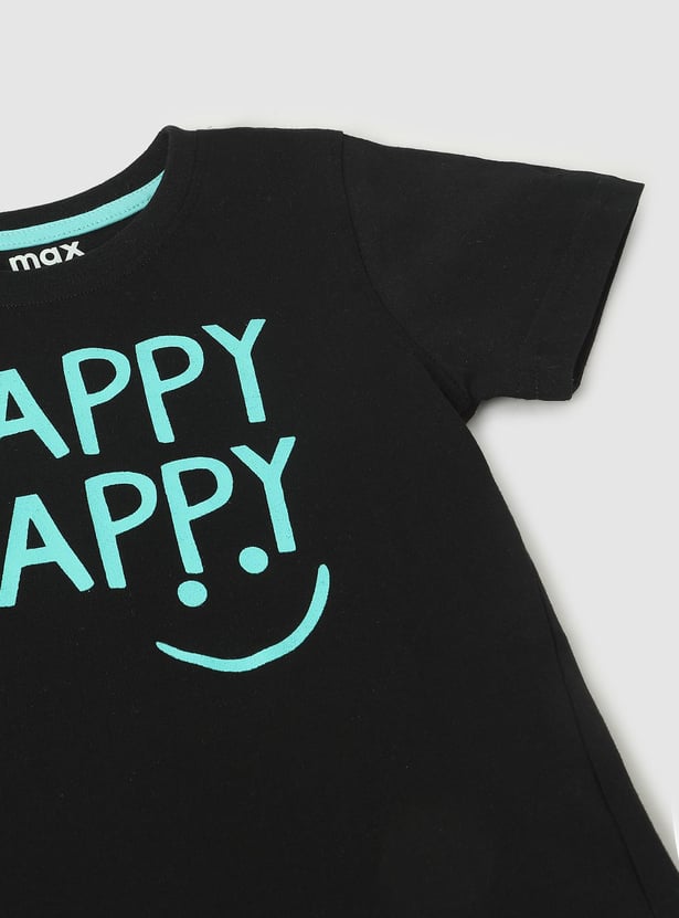 Boys Typographic Printed Pure Cotton T-shirt