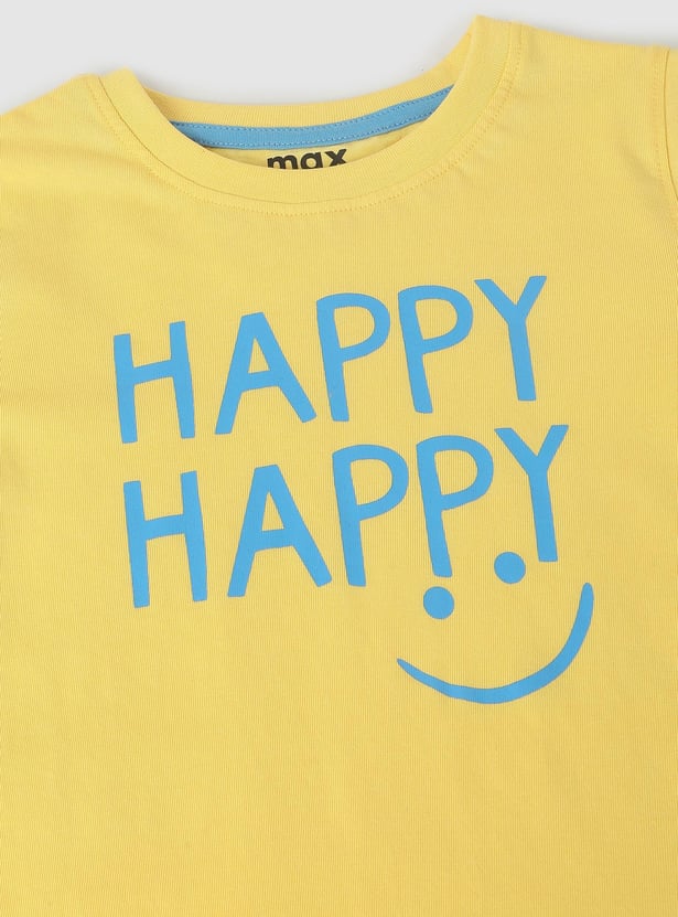 Boys Typographic Printed Pure Cotton T-shirt