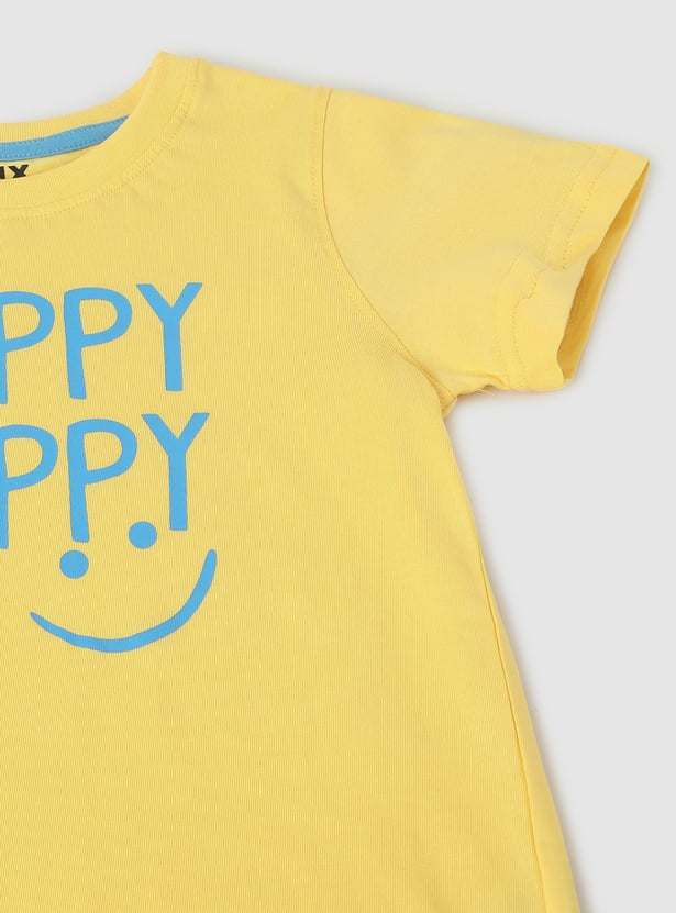 Boys Typographic Printed Pure Cotton T-shirt