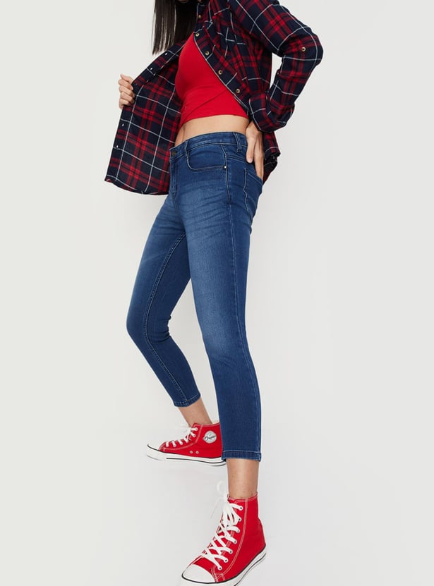 Women Washed Skinny Fit Ankle Jeans