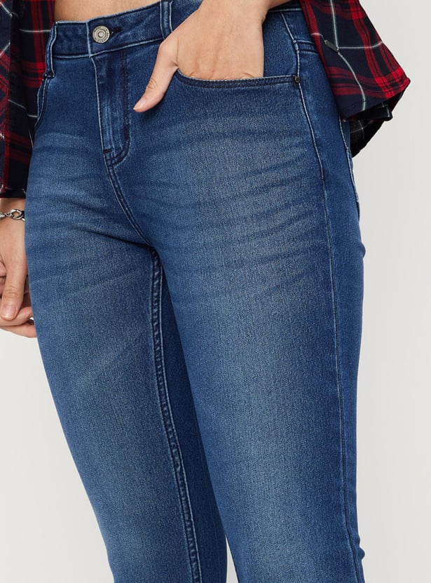 Women Washed Skinny Fit Ankle Jeans