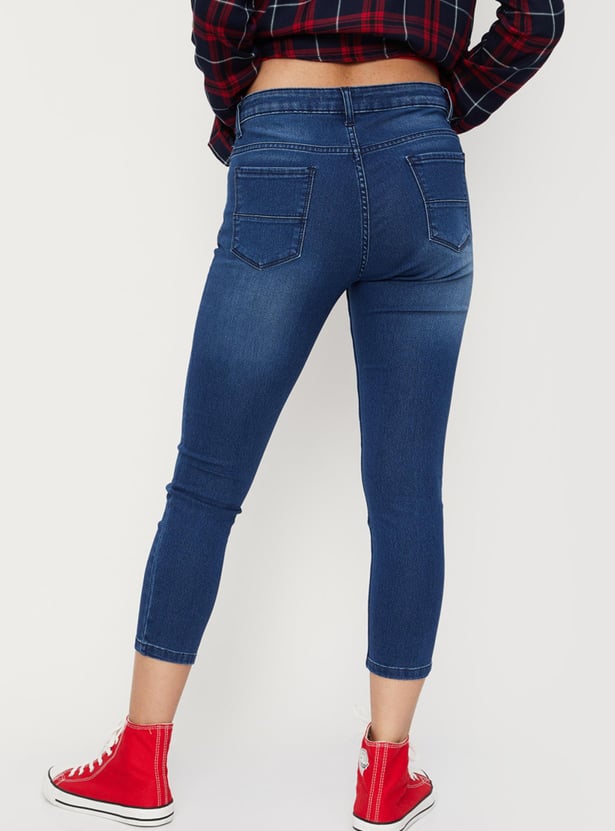 Women Washed Skinny Fit Ankle Jeans