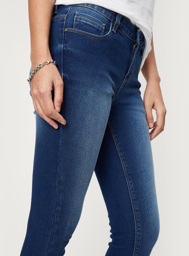 Women Washed Ankle Length Skinny Jeans