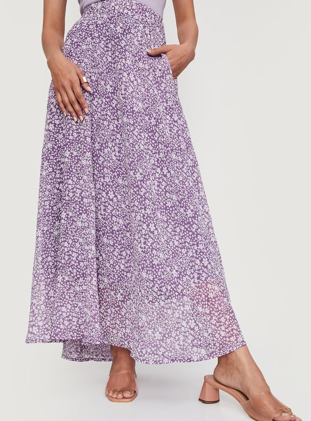 Women Floral Printed Maxi Skirt