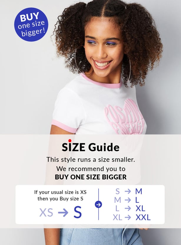 Women Slogan Embossed Crop T-shirt