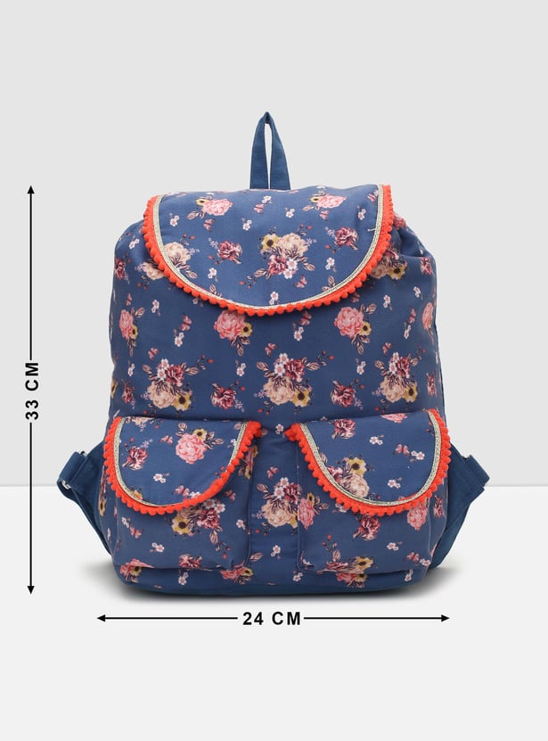 Girls Floral Printed Backpack