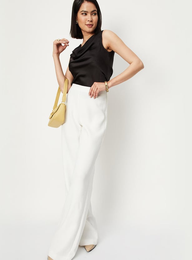 Women Satin Cowl Neck Blouse