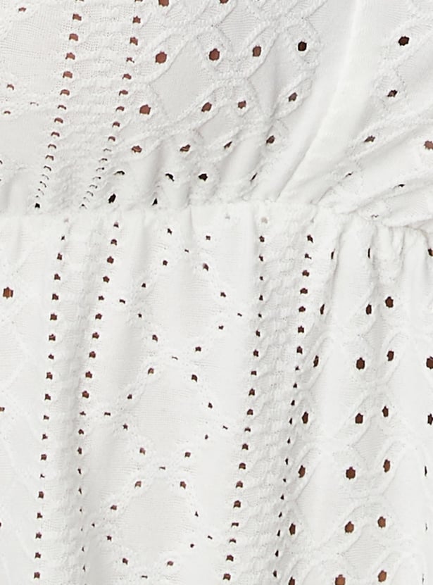 Women Schiffli Knit Fit and Flare Dress