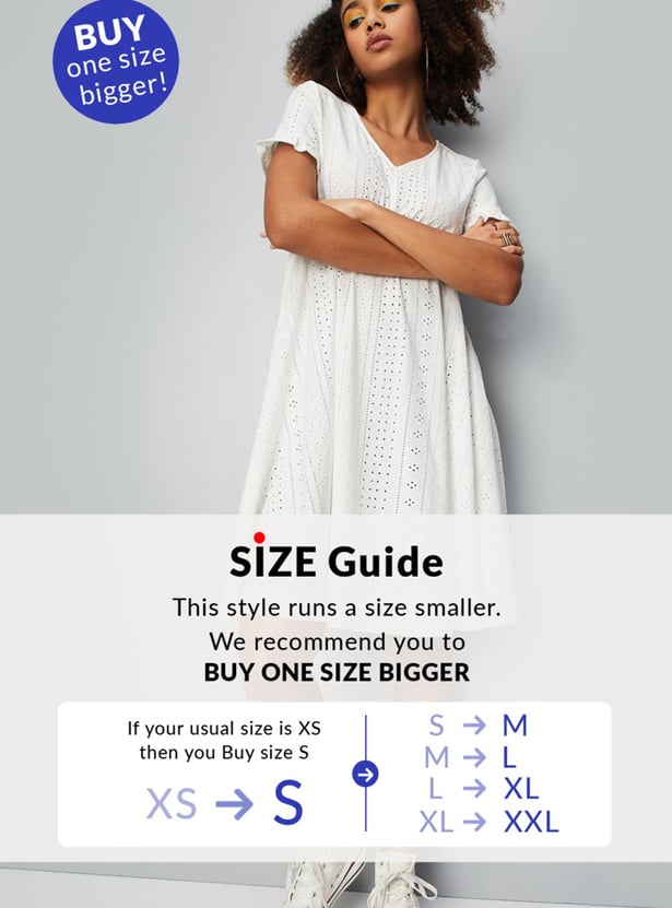 Women Schiffli Knit Fit and Flare Dress