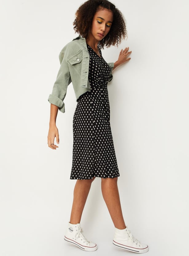 Women Polka Dotted A-Line Dress