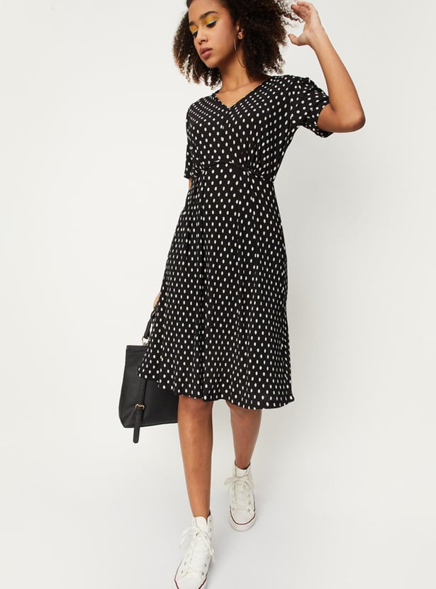 Women Polka Dotted A-Line Dress