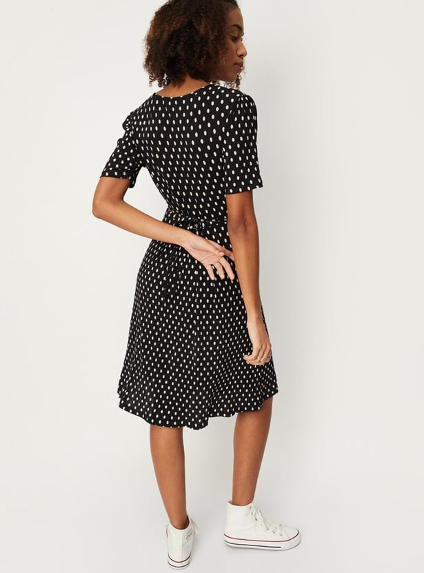 Women Polka Dotted A-Line Dress