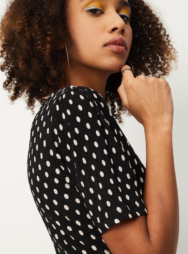 Women Polka Dotted A-Line Dress