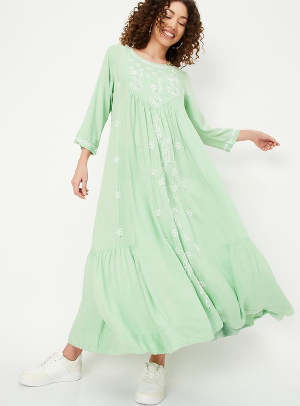 Women Embroidered Maxi Dress