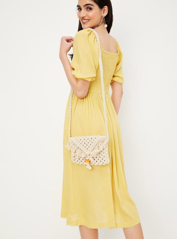 Women Smocked Fit and Flare Dress
