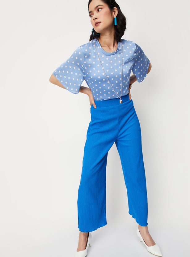 Women Polka Dot Top with Necklace