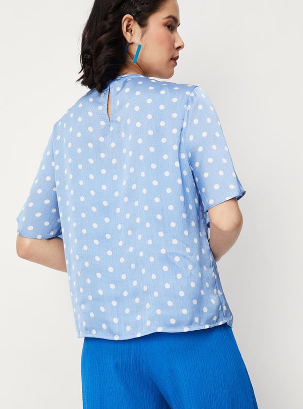 Women Polka Dot Top with Necklace